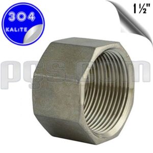 paslanmaz çelik 304 kalite 1 1/2 inç içten diş kör tapa