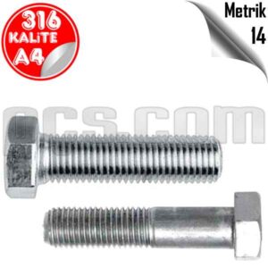 paslanmaz çelik 316 kalite inox a4 civata metrik 14